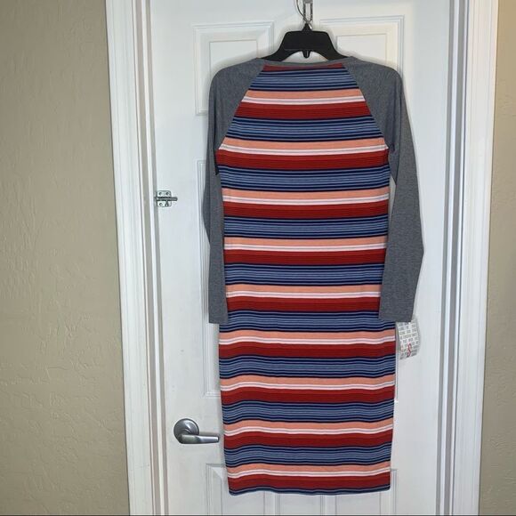 LulaRoe Debbie Multicolored Long Sleeve Striped Dress Size Small NWT - Picture 5 of 9